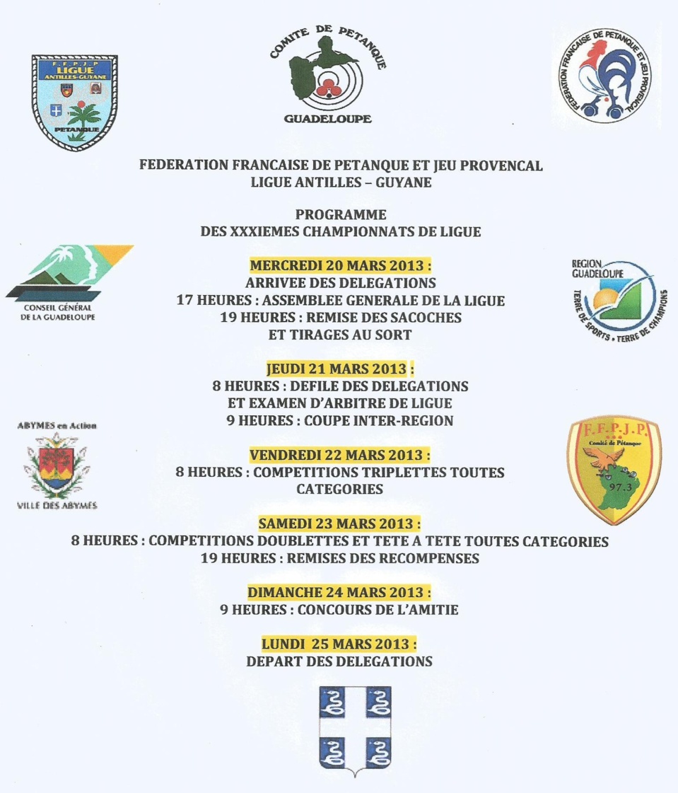 CHAMPIONNAT de LIGUE ANTILLES-GUYANE de PÉTANQUE AUX ABYMES CHAMPIONNAT de LIGUE ANTILLES-GUYANE de PÉTANQUE AUX ABYMES