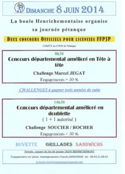 JOURNEE PETANQUE 2014 à HENRICHEMONT JOURNEE PETANQUE 2014 à HENRICHEMONT