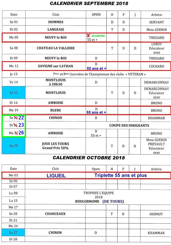 Calendrier FFPJP pétanque en Indre et Loire 2018