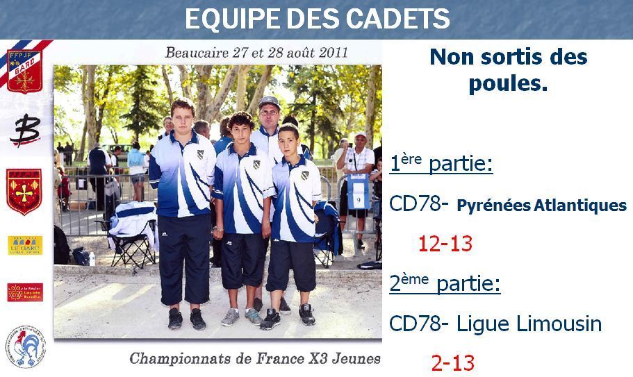CHAMPIONNAT DE FRANCE 2011 CADET- BEAUCAIRE (30) CHAMPIONNAT DE FRANCE 2011 CADET- BEAUCAIRE (30)
