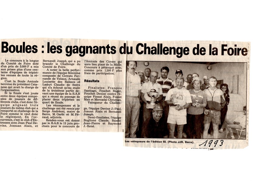 Le Challenge de la Foire de 1993 Le Challenge de la Foire de 1993