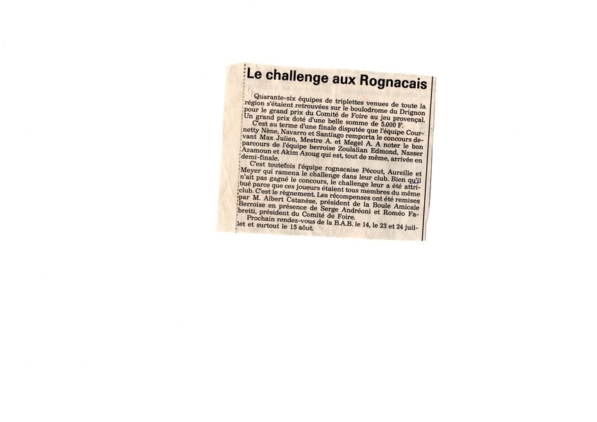 Le grand prix du Comité de Foire au jeu provençal 1994