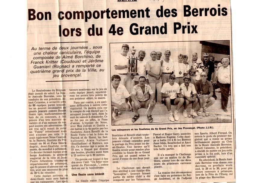 4ème grand prix de la ville du jeu provençal 1995 4ème grand prix de la ville du jeu provençal 1995