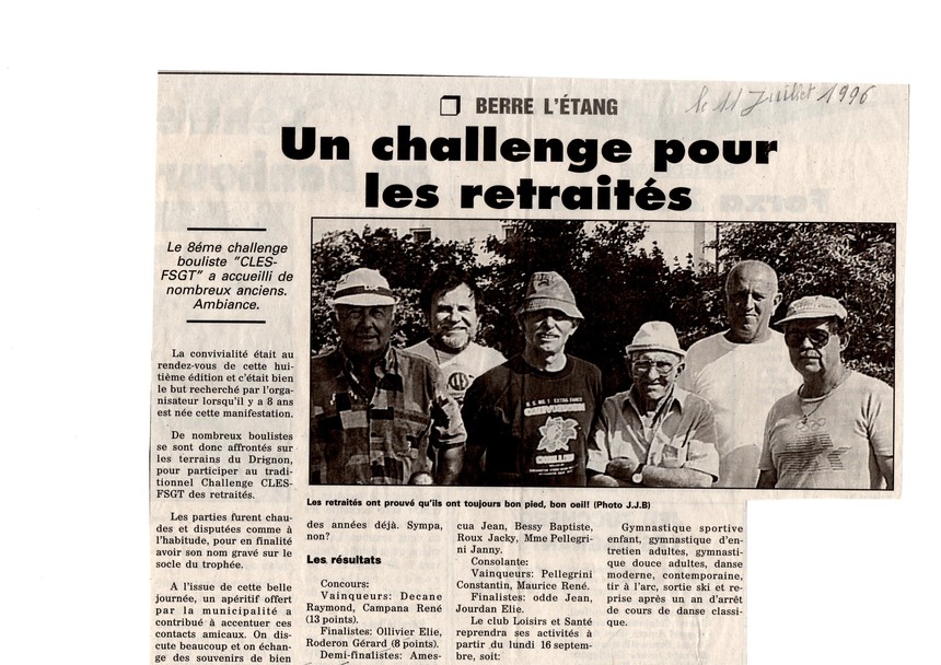 1996 Le challenge des retraités 1996 Le challenge des retraités