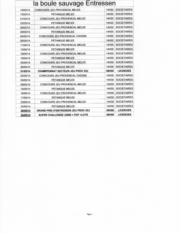 voila le premier calendrier de la boule sauvage a noter que l'heure du tirage au sort sera respectée voila le premier calendrier de la boule sauvage a noter que l'heure du tirage au sort sera respectée