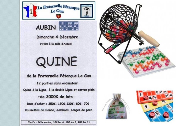 Venez nombreux au quine de fin d'année! Venez nombreux au quine de fin d'année!
