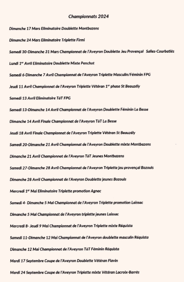 Championnats 2024