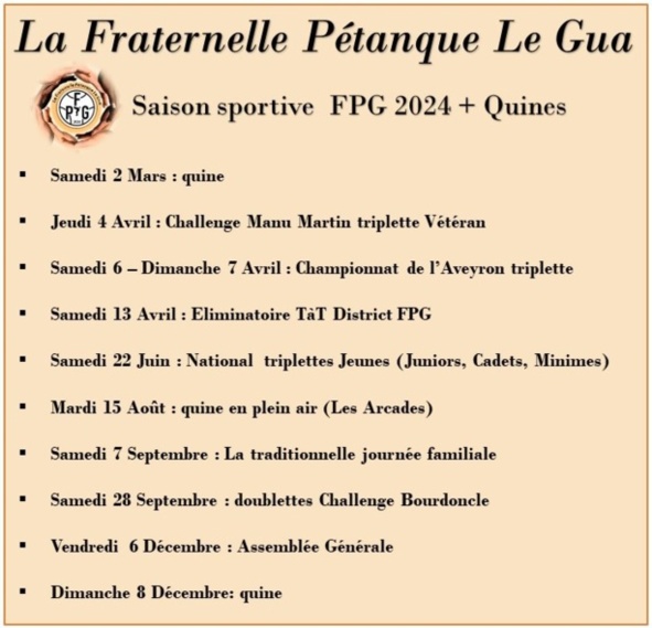Evénements 2024 FPG Evénements 2024 FPG