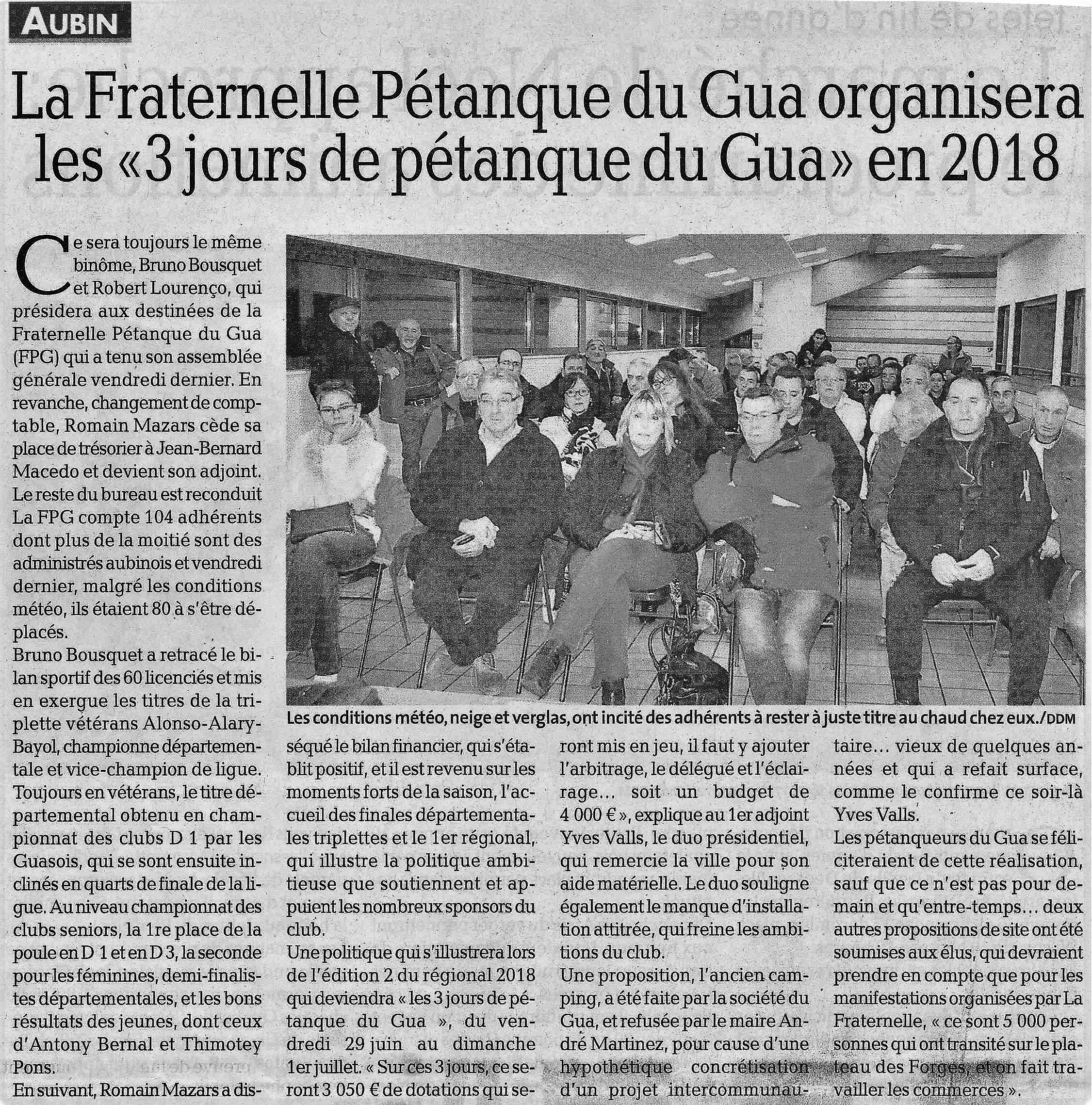 Le compte rendu de notre AG relaté par la presse locale Le compte rendu de notre AG relaté par la presse locale