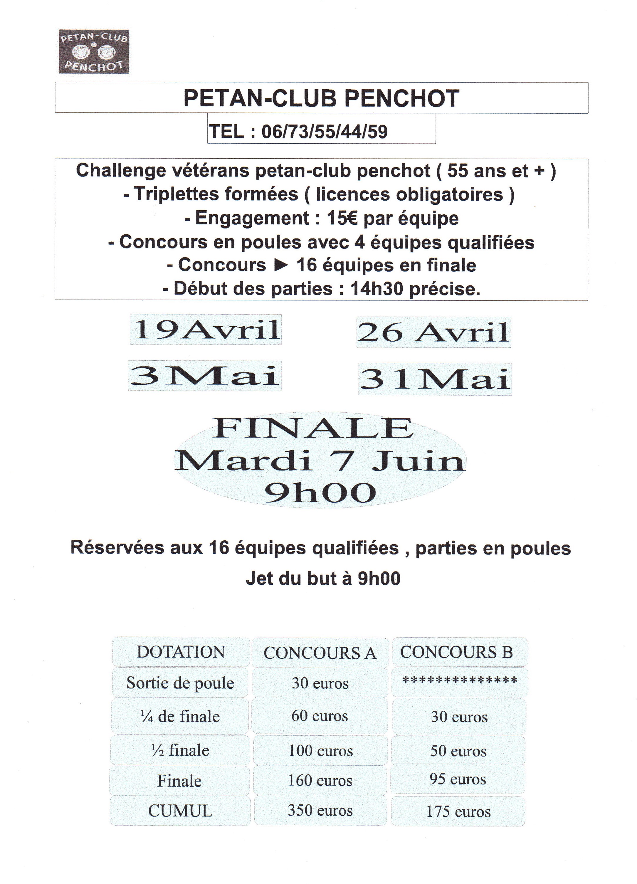 Challenge Vétérans (55 ans et +) Penchot Challenge Vétérans (55 ans et +) Penchot