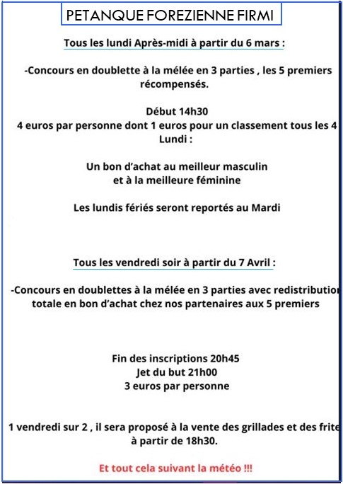 Concours amicaux Concours amicaux