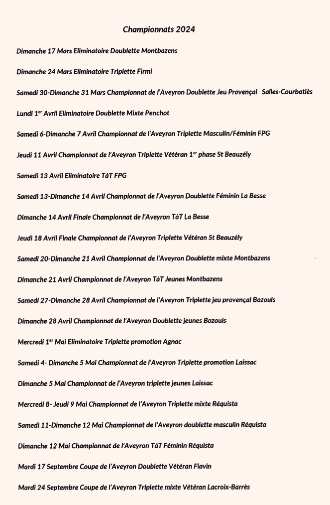 Championnats 2024 Championnats 2024
