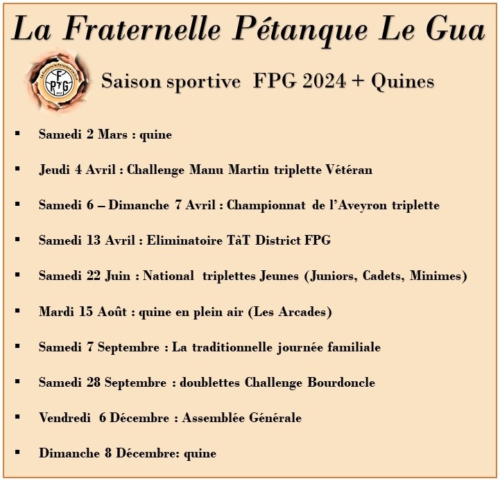 Evénements 2024 FPG Evénements 2024 FPG