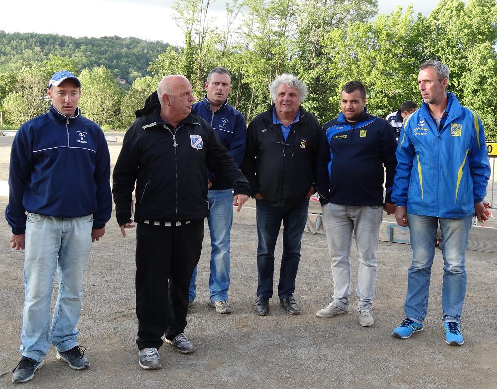 Les Finalistes Doublettes, Marc Nogaret Président du CD 12 et Mr l'arbitre de Ligue