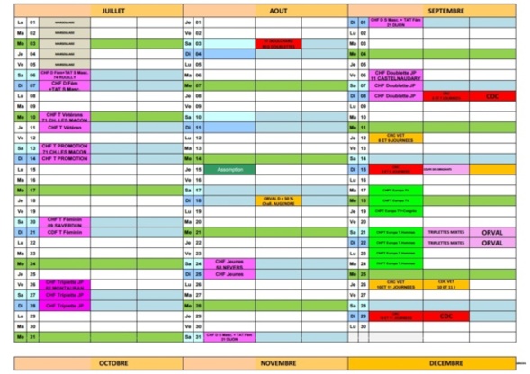 CALENDRIER 2019 des rencontres