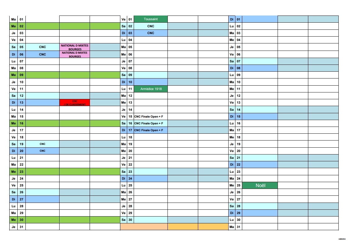 CALENDRIER 2019 des rencontres CALENDRIER 2019 des rencontres