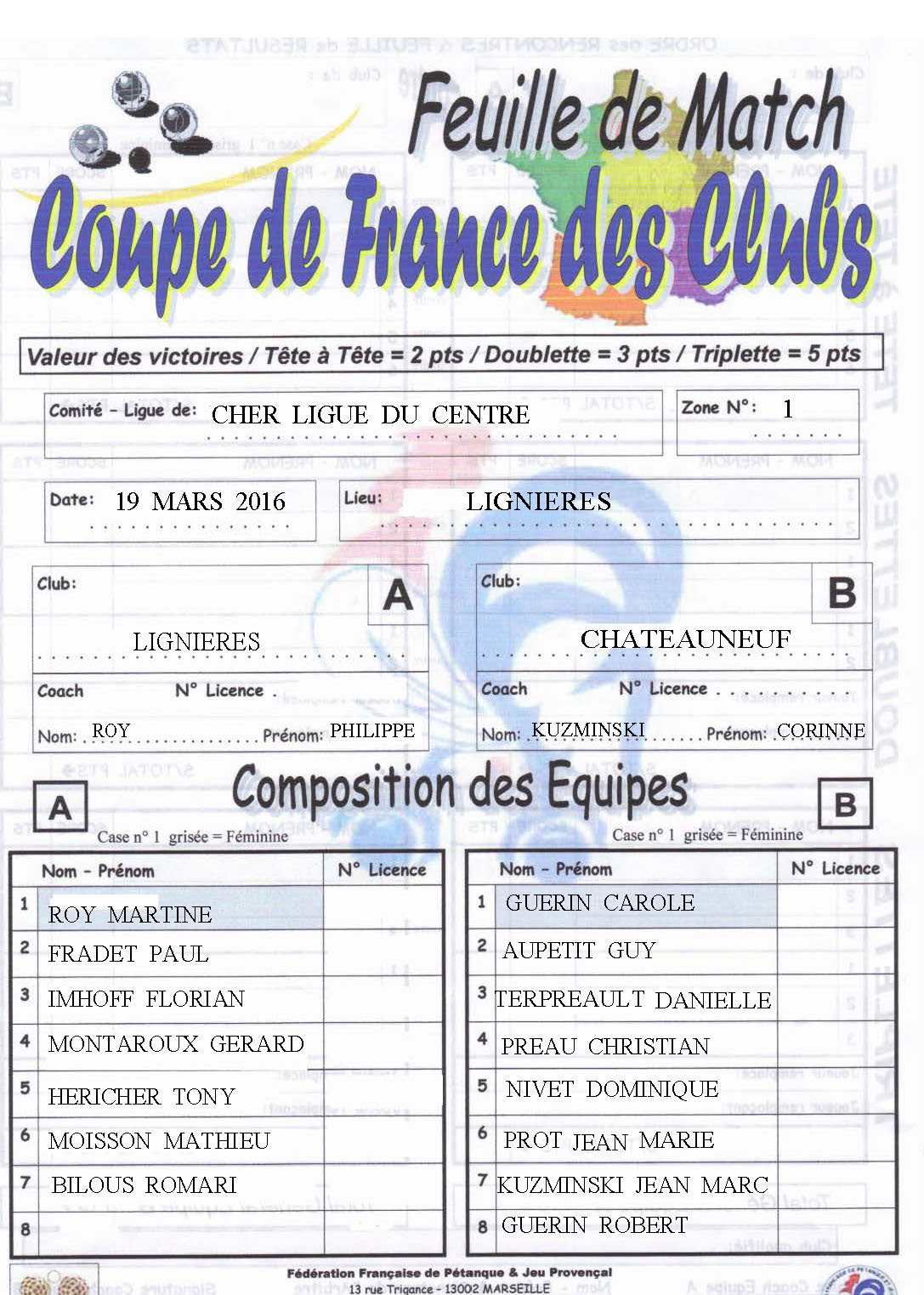 COUPE DE FRANCE DES CLUBS