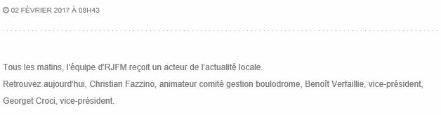 Comité Gestion BCF - Potcast RJFM du 02/02/2017