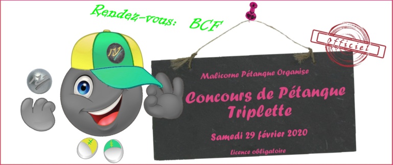 Concours Triplette - 29 février 2020 Concours Triplette - 29 février 2020