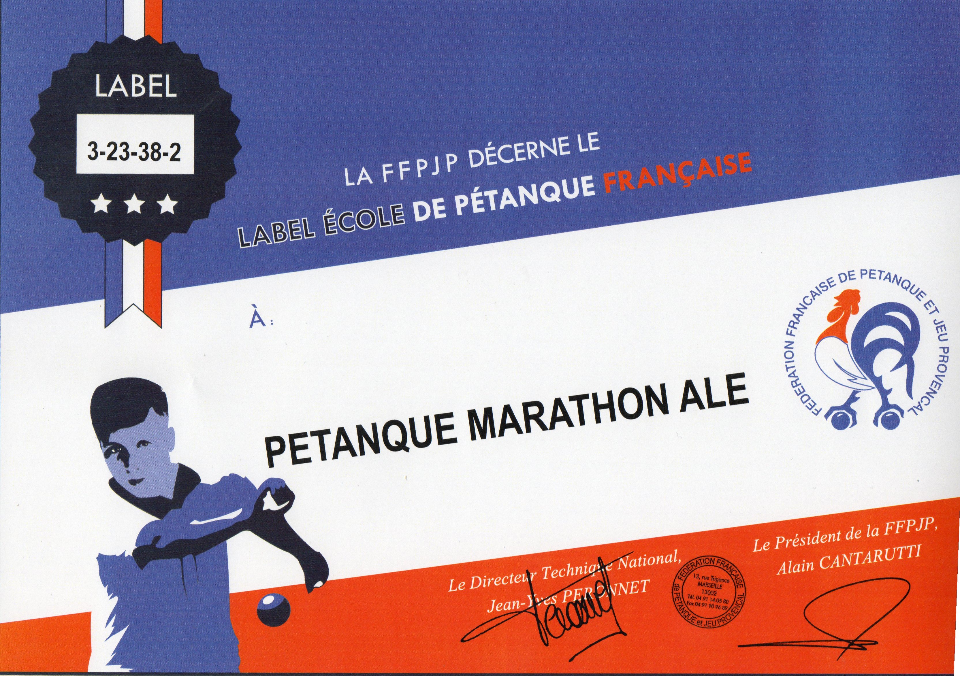le label de la federation francaise de pétanque