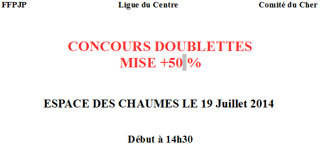 Concours Doublettes Meillant Concours Doublettes Meillant