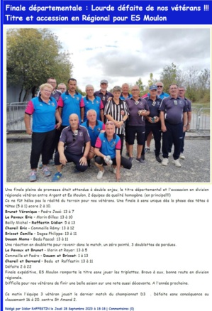 BRAVO A NOS VÉTÉRANS !!! BRAVO A NOS VÉTÉRANS !!!