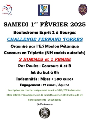 TIRAGE DU CHALLENGE TORRES 2025 TIRAGE DU CHALLENGE TORRES 2025