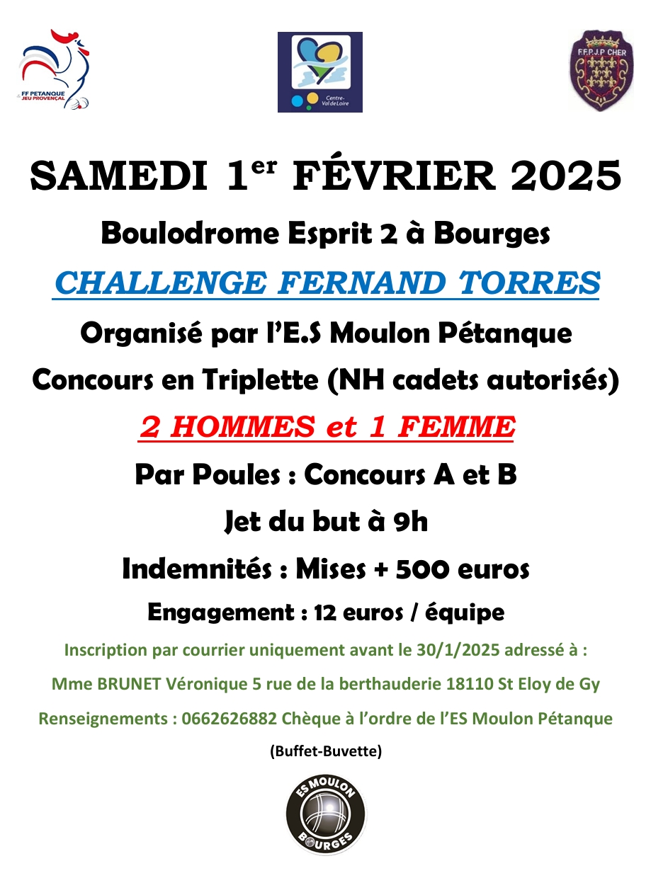 CHALLENGE FERNAND TORRES 2025 (Non limité-inscription par courrier)