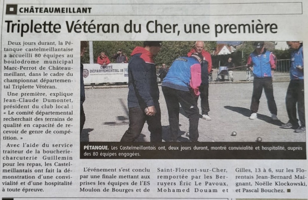 Retour sur le championnat triplette vétéran avec l'article du BR du 25 avril