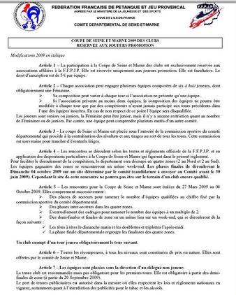 Coupe Promo: Le règlement Coupe Promo: Le règlement