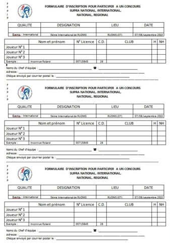 Formulaire inscrption