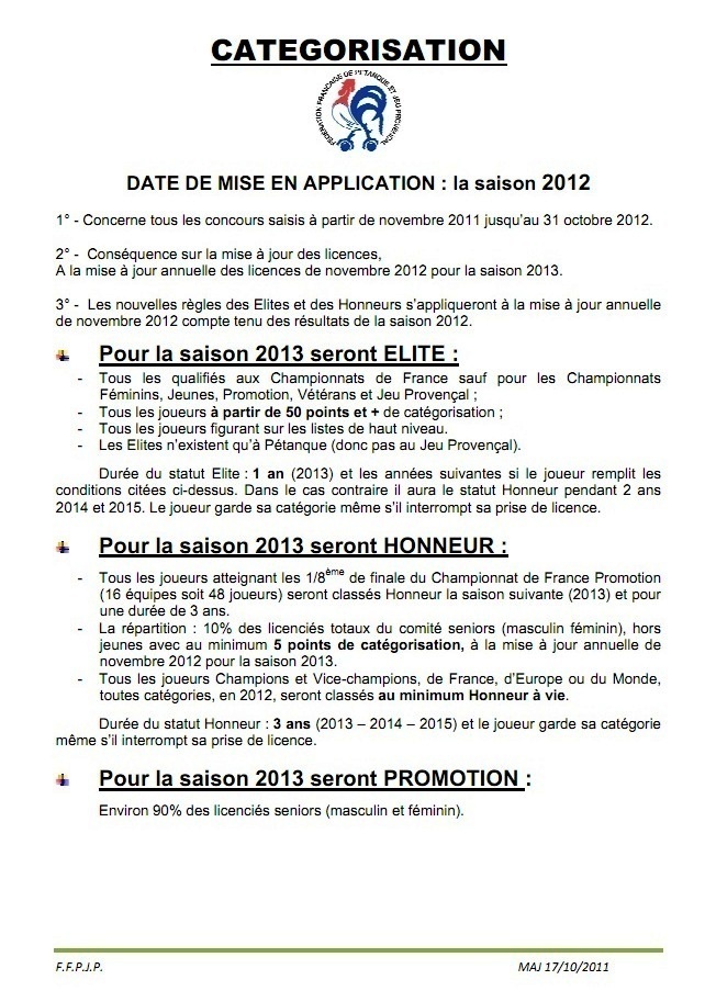 Classification /  Catégorisation 2012 Classification /  Catégorisation 2012