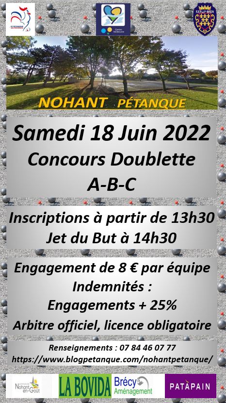 Concours à Nohant - Doublette - Samedi 18 Juin 2022
