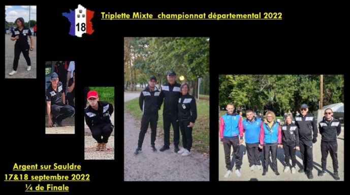 Beau parcours pour la triplette Nohantaise,  Nathalie - Hubert - Guillaume au Championnat départemental Triplette Mixte 2022