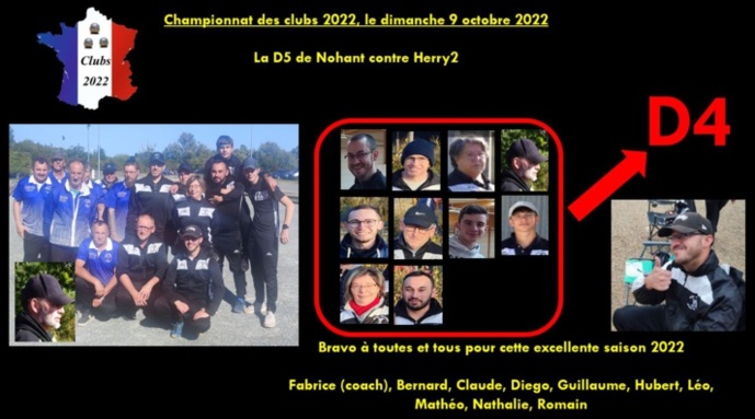 La D5 monte en D4, excellente saison 2022, BRAVO La D5 monte en D4, excellente saison 2022, BRAVO