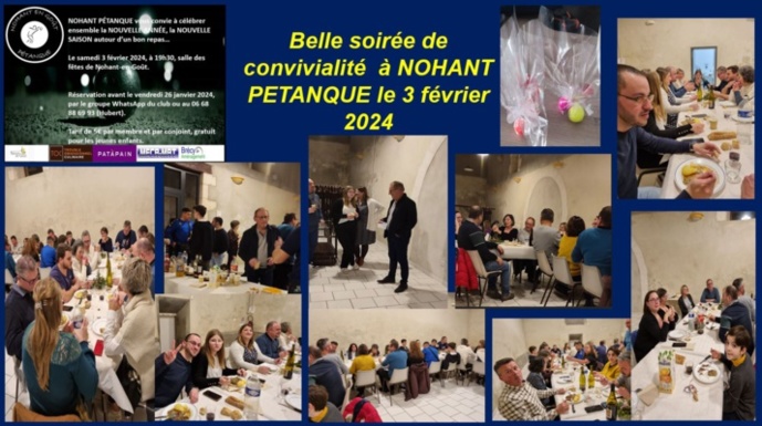 Belle soirée de convivialité à NOHANT Pétanque , le 3 février 2024 Belle soirée de convivialité à NOHANT Pétanque , le 3 février 2024