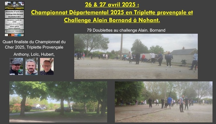 Challenge Alain Bornand, 27 avril 2025, Record battu 79 doublettes… Challenge Alain Bornand, 27 avril 2025, Record battu 79 doublettes…
