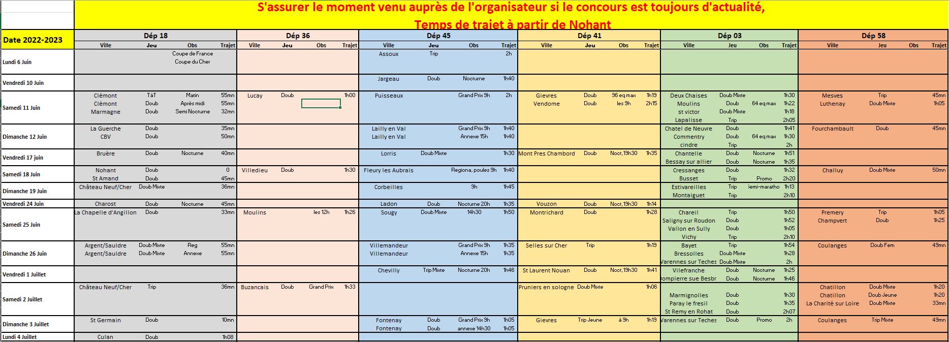 Compilation des calendriers pour JUIN 2022 des départements 03-18-36-41-45-58 Compilation des calendriers pour JUIN 2022 des départements 03-18-36-41-45-58