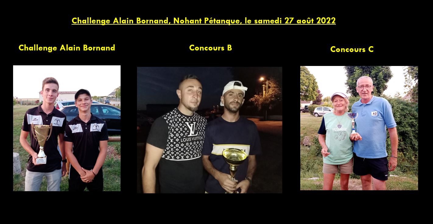 Challenge Alain Bornand, le samedi 27 août 2022 Challenge Alain Bornand, le samedi 27 août 2022