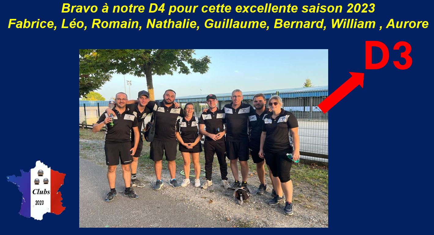BRAVO à notre D4 pour sa montée en D3 BRAVO à notre D4 pour sa montée en D3