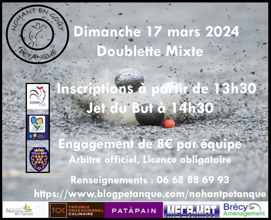 Doublette mixte le dimanche 17 mars 2024 Doublette mixte le dimanche 17 mars 2024