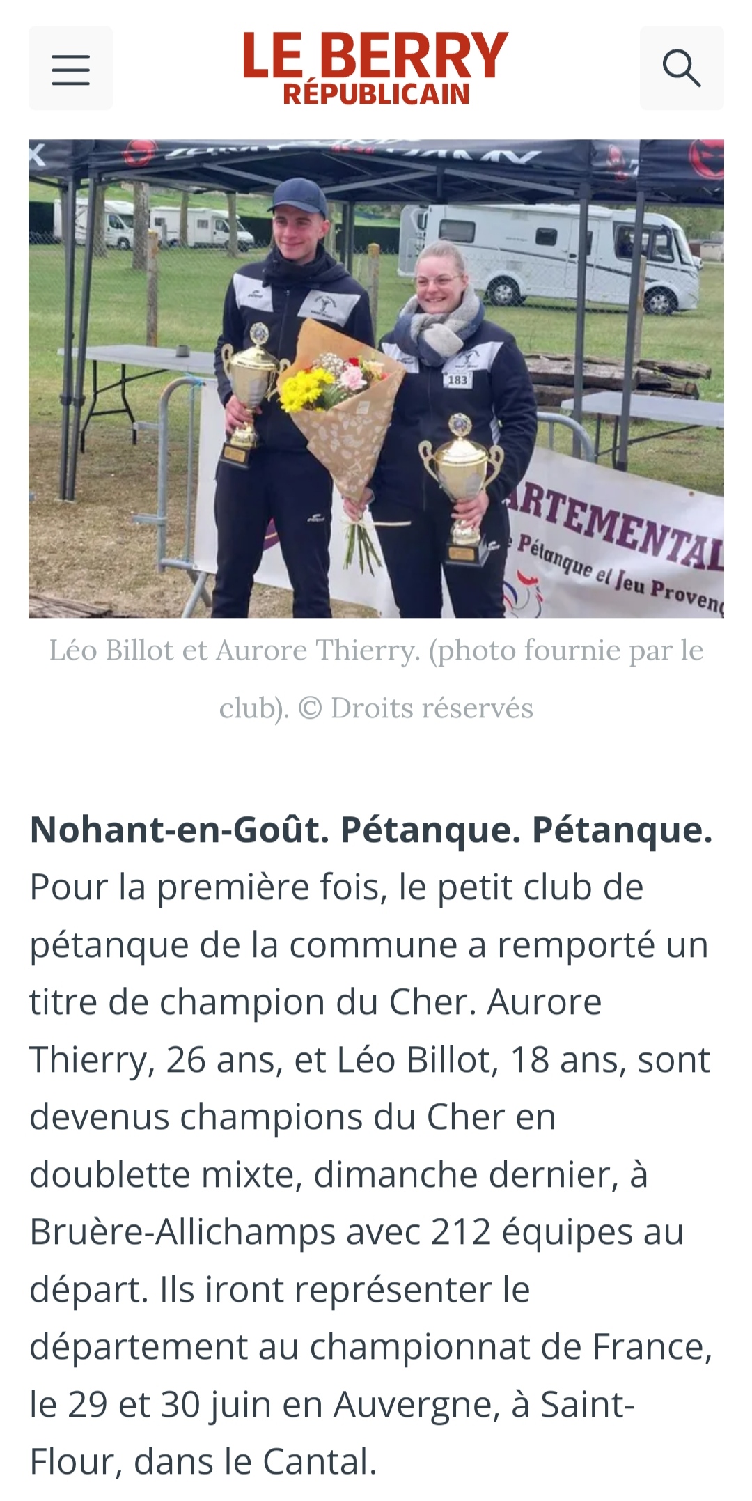BRAVO, AURORE et LÉO Champions du Cher 2024