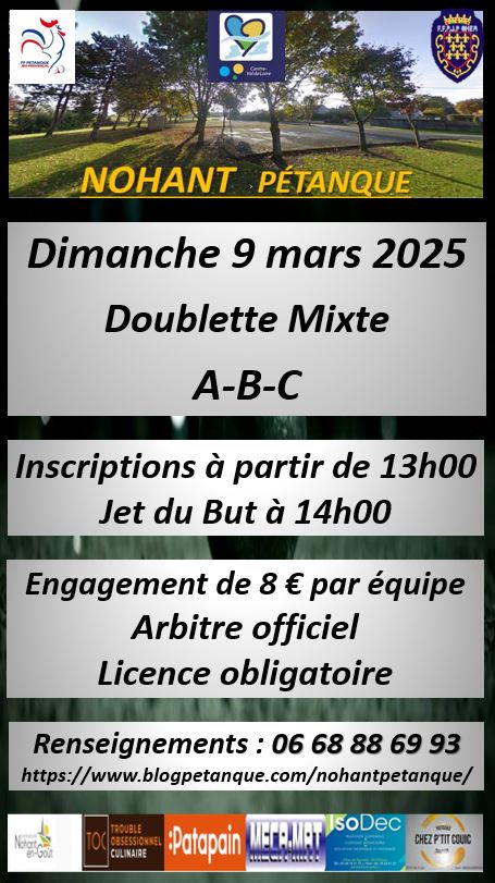 Premier concours 2025 à NOHANT PÉTANQUE Premier concours 2025 à NOHANT PÉTANQUE