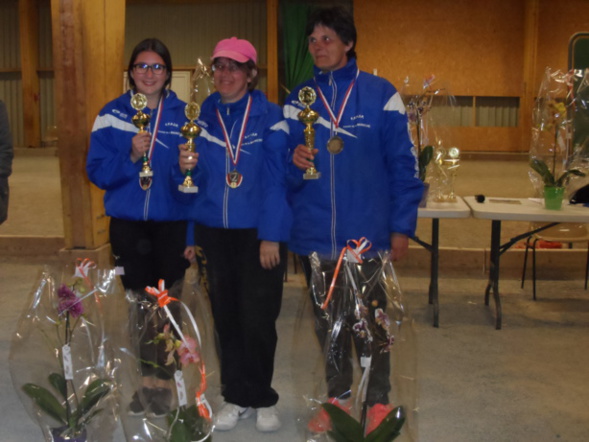 Colette FRIGOUT - Cathy DUCROS - Sandrine BRISSET championnes de la Manche triplette féminine