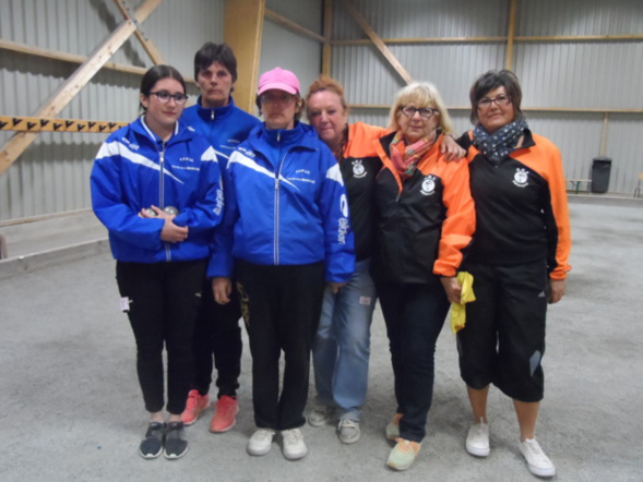 Colette FRIGOUT - Cathy DUCROS - Sandrine BRISSET championnes de la Manche triplette féminine