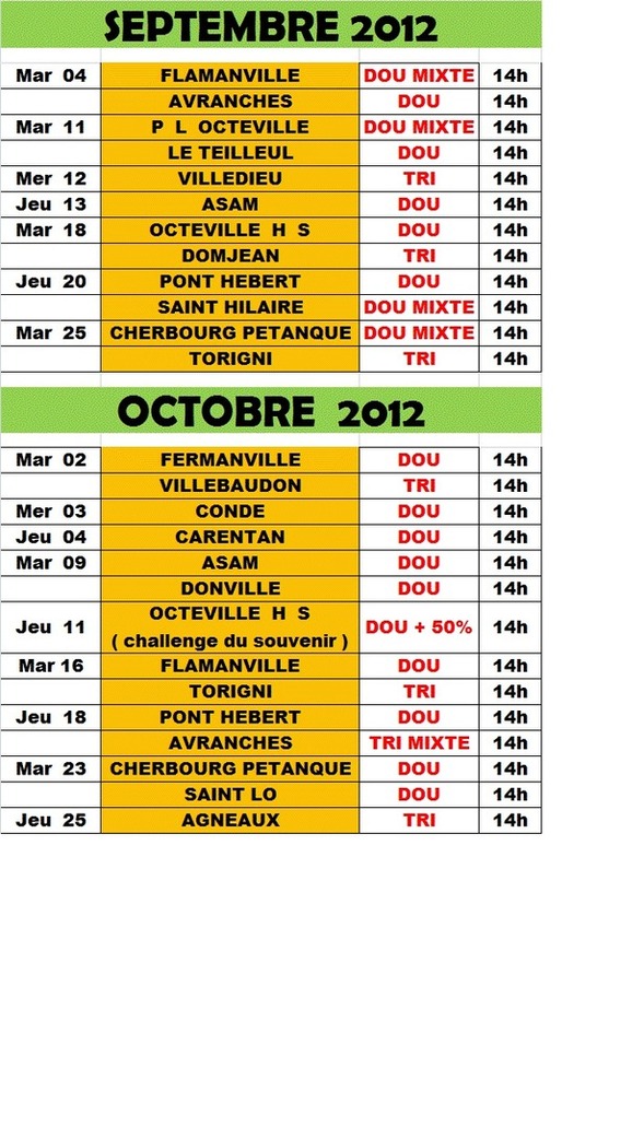 CALENDRIER VETERAN 2012