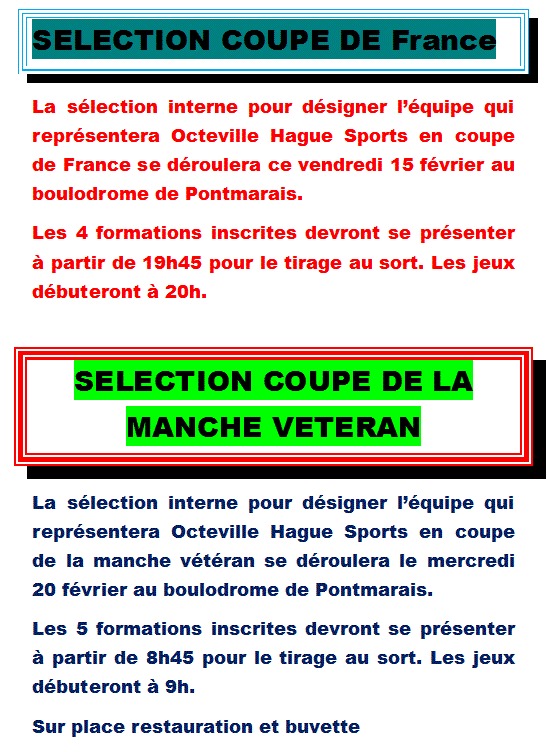 SELECTION COUPES INTERNES
