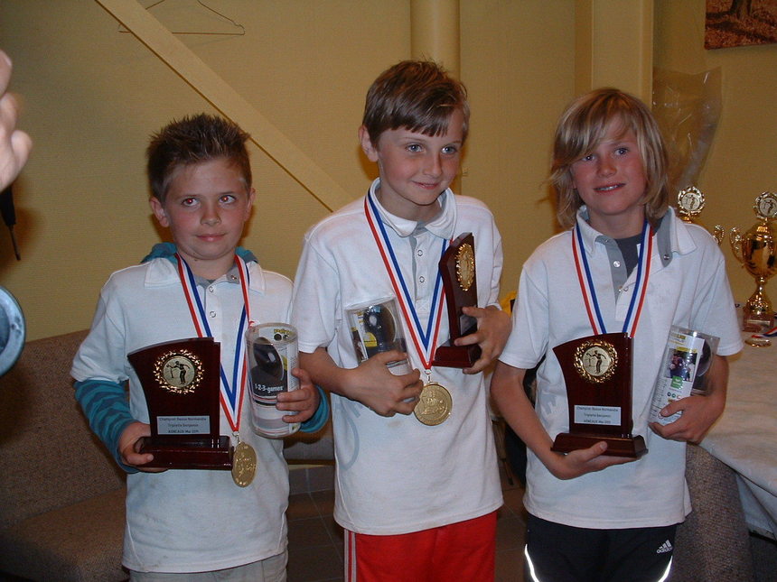 Léo PAUTRE - Léo DEMARTELAERE - Lennie VIVIER champions de ligue benjamin 2011