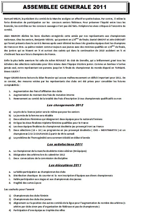 ASSEMBLEE GENERALE DU COMITE 50 ASSEMBLEE GENERALE DU COMITE 50