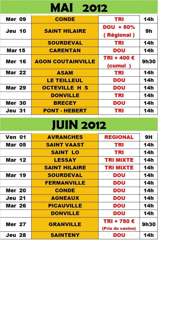 CALENDRIER VETERAN 2012 CALENDRIER VETERAN 2012